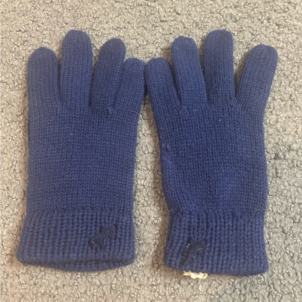 Vintage Boys Acrylic Knit Winter Gloves Fits Ages 13-15 Navy Blue Kids Children